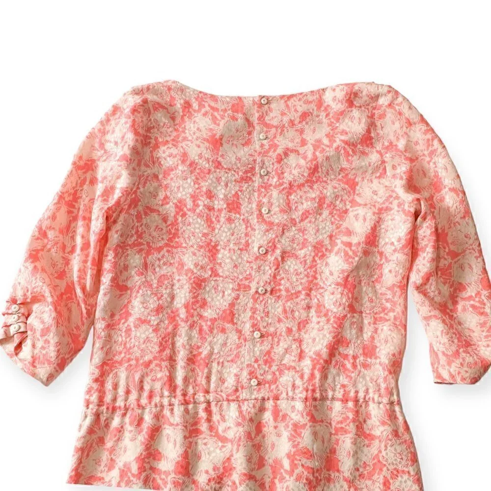 Paul & Joe Cat Print Jacquard Silk Mini Dress, Pink, Size 38EU (US6/S) - Picture 10 of 16